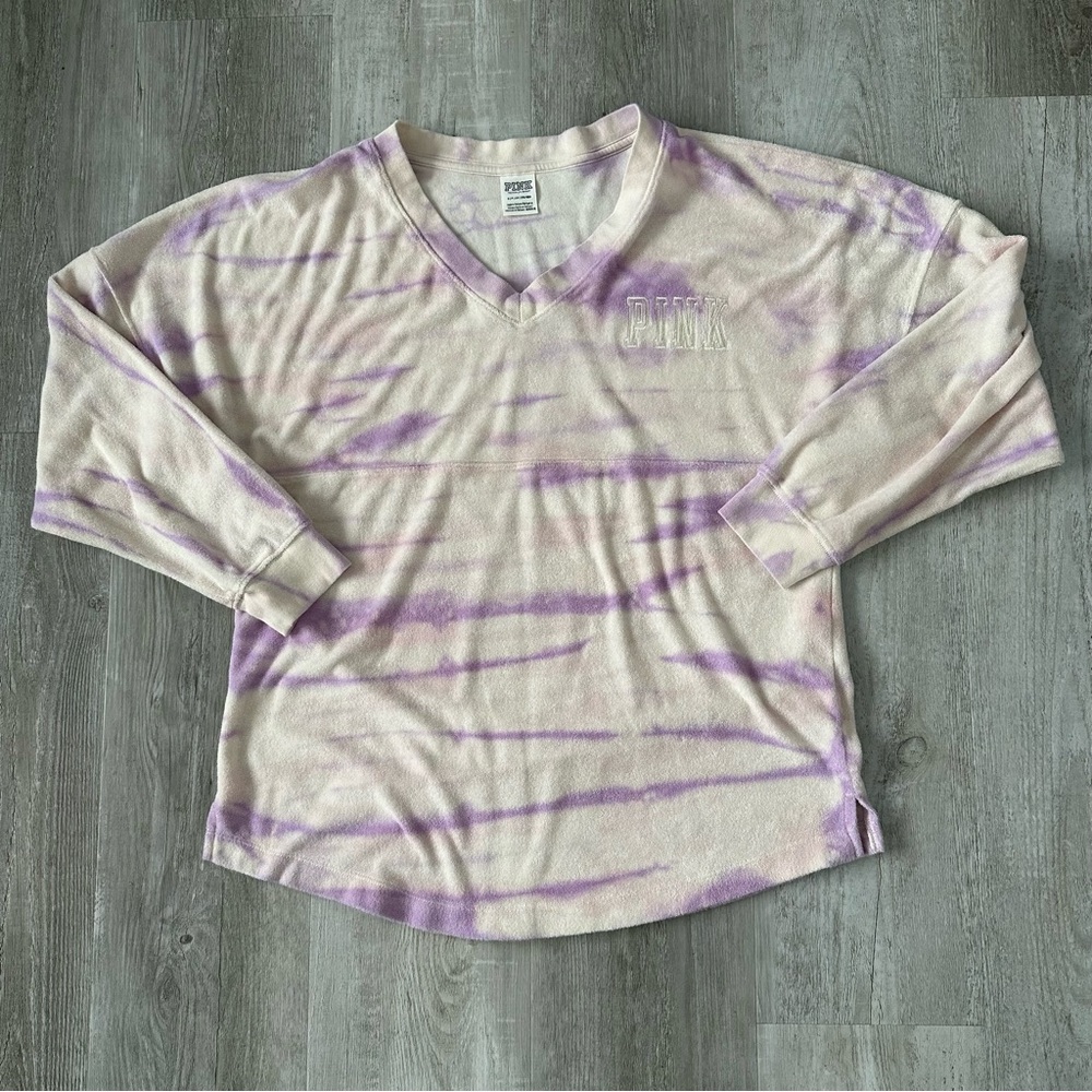 Victoria's Secret PINK Varsity Terry V Neck Sweatshirts - Picture 2 of 16